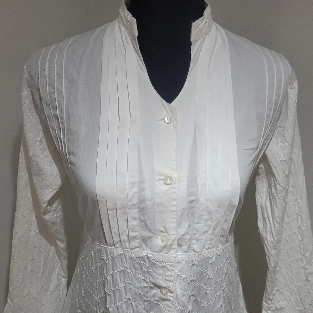 Dressed in White Women's Embroidered Boho Cotton Maxi Dress XS Fairycore Peasant - Picture 4 of 13